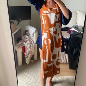 Burnt orange knit midi dress